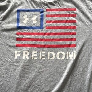 Under Armour Men's Gray Freedom Tee with Red and Blue Accents